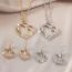 Fashion Silver Set Alloy Diamond Love Necklace And Earrings Set