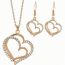 Fashion Golden Set Alloy Diamond Love Necklace And Earrings Set