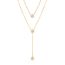 Fashion Rose Gold Titanium Steel Diamond Geometric Double Y-shaped Necklace