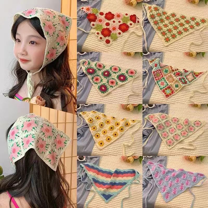 Fashion Same Style As Zhaoyi Polyester Floral Knitted Triangle Headband