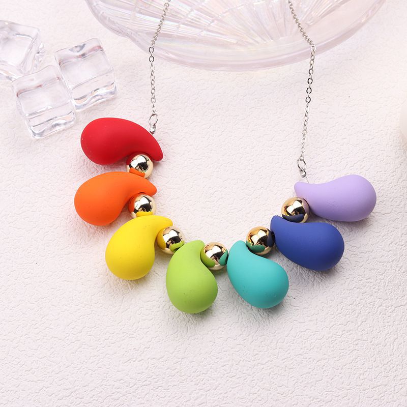 Fashion Colorful Water Drop Necklace Spray Painted Colorful Water Drop Necklace