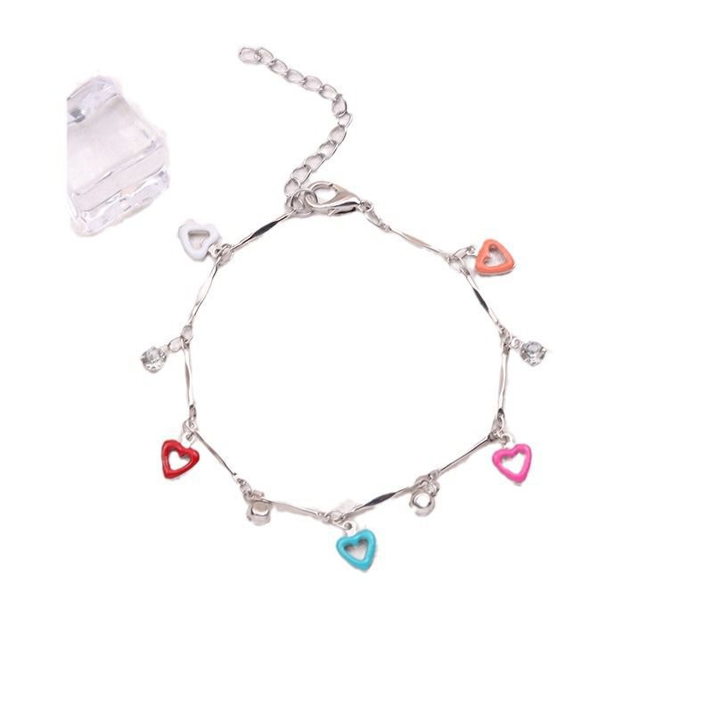 Fashion Colorful Love - Anklet Copper Inlaid With Diamonds And Dripping Oil Love Anklet
