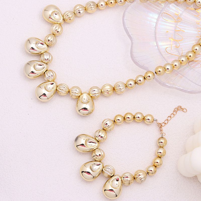 Fashion Big Round Bead Set Acrylic Ball Beads Drop Shape Necklace Bracelet Set