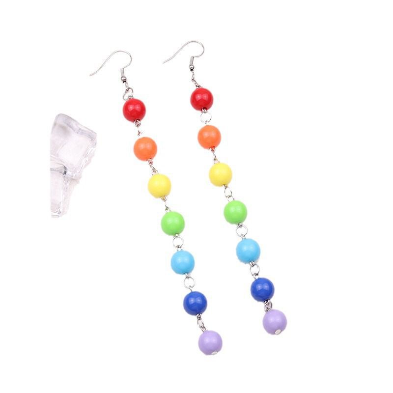 Fashion Summer Bead String Set Acrylic Colorful Beaded Necklace And Earrings Set