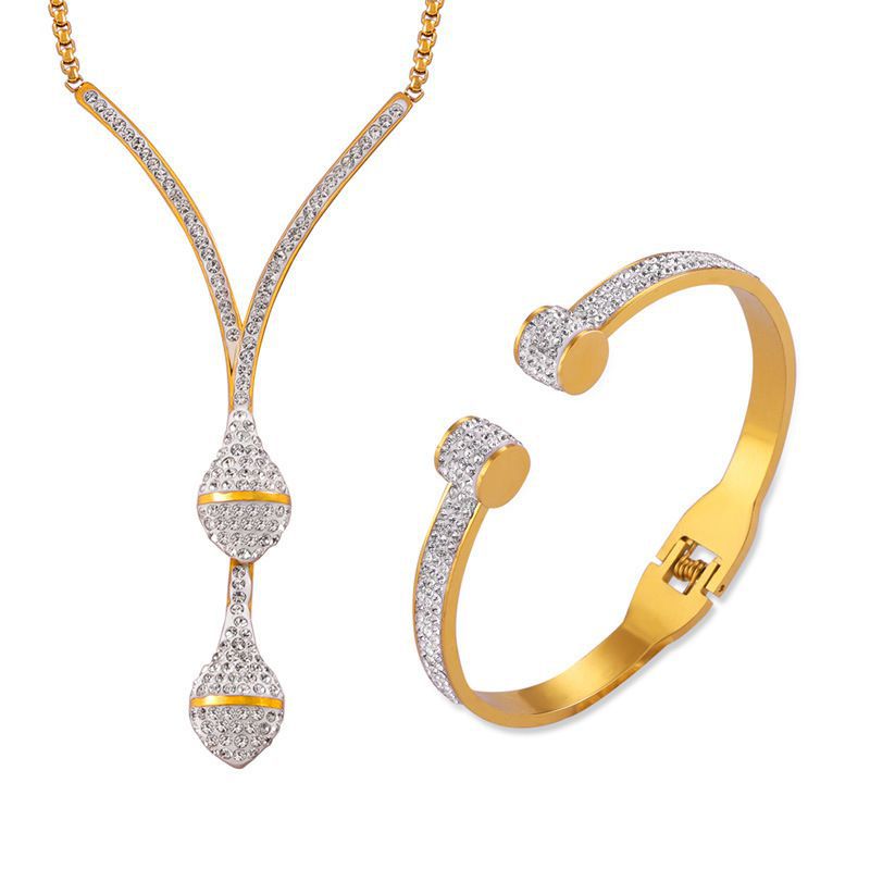 Fashion Gold Necklace Titanium Steel Diamond Snake Head Necklace