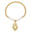 Fashion Pink Gold-plated Copper Pearl Beaded Oil Drop Love Bracelet