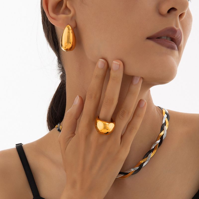 Fashion F1081-gold Earrings Titanium Steel Geometric Drop Earrings