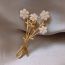 Fashion Brooch - Gold - White (real Gold Plating) Copper Flower Brooch