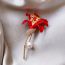 Fashion Brooch-gold-red Metal Diamond Phoenix Flower Pearl Brooch