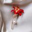 Fashion Brooch-gold-red Metal Diamond Phoenix Flower Pearl Brooch