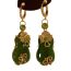 Fashion Earrings-gold-green Copper Diamond Gourd Hoop Earrings