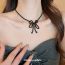 Fashion Necklace - Black Pearl Bow Necklace