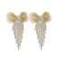 Fashion Gold Metal Diamond Tassel Bow Earrings