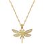 Fashion Gold Titanium Steel Diamond Dragonfly Necklace