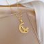Fashion Gold Titanium Steel Diamond Moon Butterfly Necklace