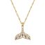 Fashion Gold Titanium Steel Diamond Fishtail Necklace