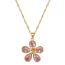Fashion Gold Titanium Steel Diamond Flower Necklace