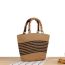 Fashion Camel Color (imitation Bamboo Handle) Straw Large Capacity Handbag