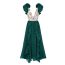 Fashion Green Suit Polyester Printed One-piece Swimsuit Pleated Skirt Set