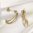 Fashion Gold Titanium Steel Diamond Double Layer Earrings