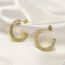Fashion Gold Titanium Steel Diamond C-shaped Earrings