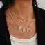 Fashion Gold Copper Inlaid Zircon Love Letter Mom Pearl Pendant Bead Necklace