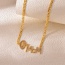 Fashion Gold Copper Inlaid Zircon Letter Mom Portrait Pendant Necklace