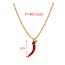 Fashion Red Copper Inlaid Zircon Small Pepper Pendant Beaded Necklace (4mm)