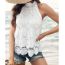 Fashion Yellow Polyester Lace Halterneck Top