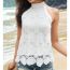 Fashion White Polyester Lace Halterneck Top