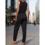 Fashion Black Sleeveless Zip Tie Jumpsuit