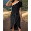 Fashion Black Irregular Color Block Shoulder Long Skirt