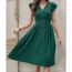 Fashion Armygreen Polyester Pleated Long Skirt