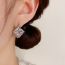 Fashion Silver-metal Three-dimensional Square Earrings (thick Real Gold Plating) Metal Three-dimensional Square Earrings