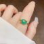 Fashion Diamond-set Green Metal Open Ring (thick Real Gold Plating) Metal Diamond Geometric Open Ring