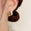 Fashion Pink-metal Oil-drip Half C-ring Earrings (thick Real Gold Plating) Metal Drip Half C Ring Earrings