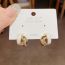Fashion White-metal Oil-drip Half C-ring Earrings (thick Real Gold Plating) Metal Drip Half C Ring Earrings