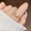 Fashion Zircon Freshwater Pearl Ring (thick Real Gold Plating) Zirconia Pearl Adjustable Ring