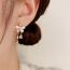 Fashion Pink Zircon Flower Tassel Earrings (thick Real Gold Plating) Zirconia Flower Tassel Drop Earrings
