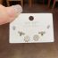 Fashion Silver-bee Flower Drop Glaze Three-piece Set Of Earrings (thick Real Gold Plating) Copper Inlaid Zirconium Dripping Oil Bee Flower Earring Set Of 6 Pieces