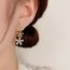 Fashion Zircon Pearl Flower Earrings (thick Real Gold Plating) Zirconia Pearl Flower Earrings