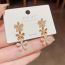 Fashion Zircon Pearl Flower Earrings (thick Real Gold Plating) Zirconia Pearl Flower Earrings