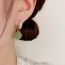 Fashion Zircon Two-piece Sapphire Bead Earrings (thick Real Gold Plating) Zirconia Jade Bead Hoop Earrings