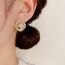 Fashion Zircon Diamond-shaped Pearl Star Earrings (thick Real Gold Plating) Zirconia Rhombus Pearl Star Earrings