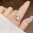 Fashion Gold-zirconia Pearl Ring (thick Real Gold Plating) Zirconia Pearl Open Ring