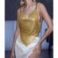 Fashion Gold Metallic Rhinestone Sequin Halter Neck Top