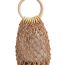 Fashion Khaki Without Lining Wood Handle Woven Hollow Handbag