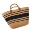 Fashion Brown Black Thin Lines Bamboo Handle Woven Handbag