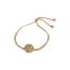 Fashion Silver-zirconia Rotating Four-leaf Flower Adjustable Bracelet (thick Real Gold Plating) Zirconia Rotating Flower Adjustable Bracelet
