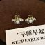 Fashion Gold Sparkling Diamond Pearl Bee Earrings